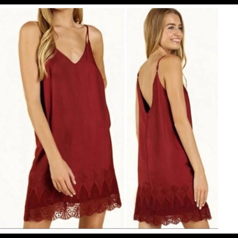 Crochet hem slip dresses